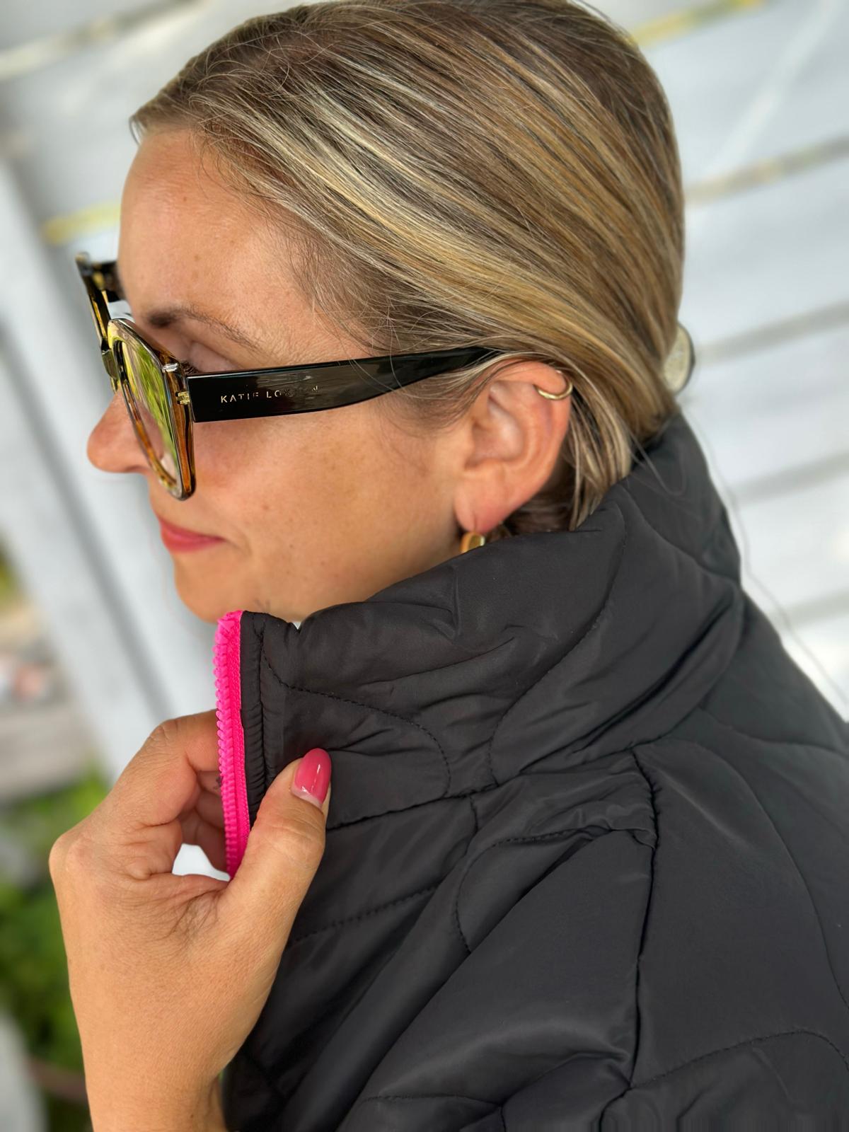 Stylische Highlight Weste "LOVELY" in Schwarz/Pink