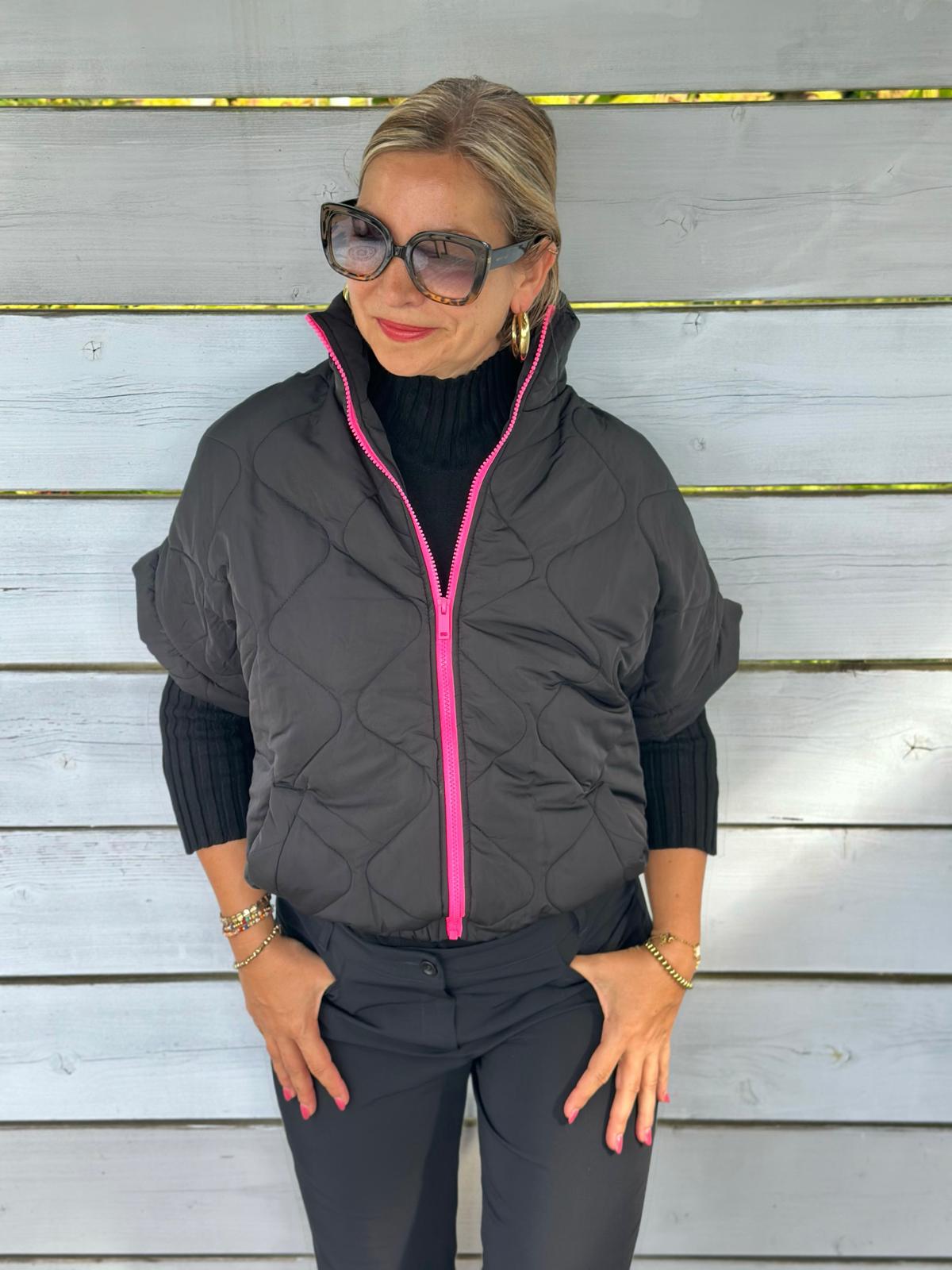 Stylische Highlight Weste "LOVELY" in Schwarz/Pink