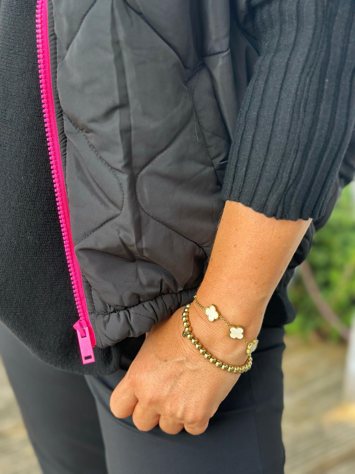 Stylische Highlight Weste "LOVELY" in Schwarz/Pink