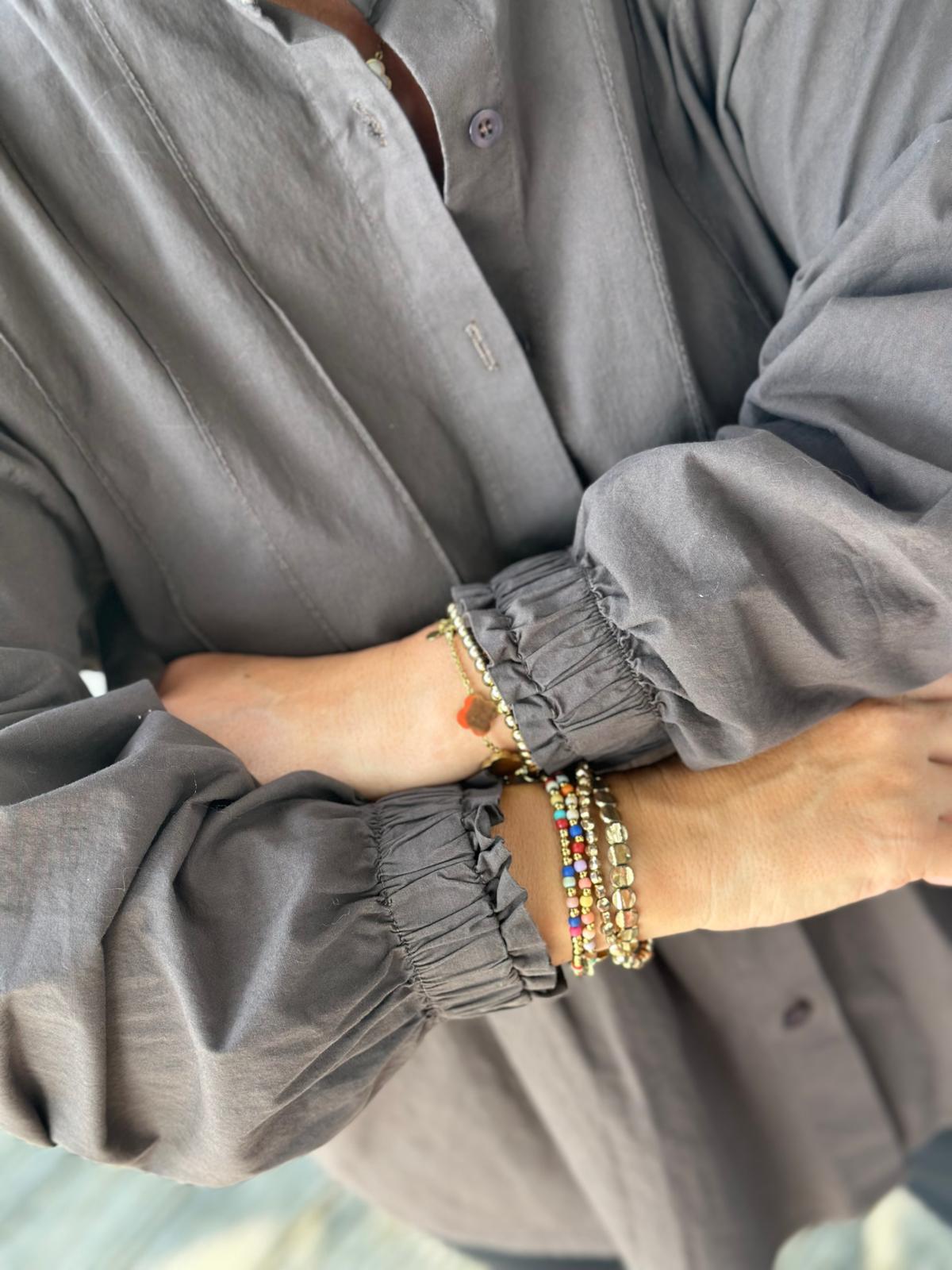 Geraffte Highlight-Bluse in Chocolate