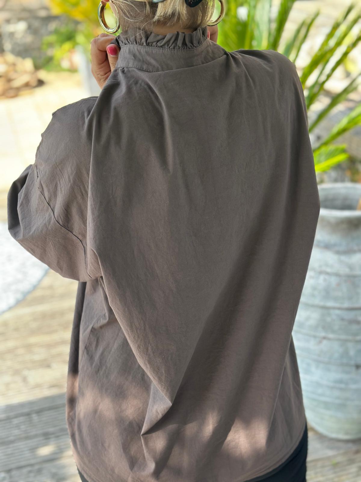 Geraffte Highlight-Bluse in Chocolate
