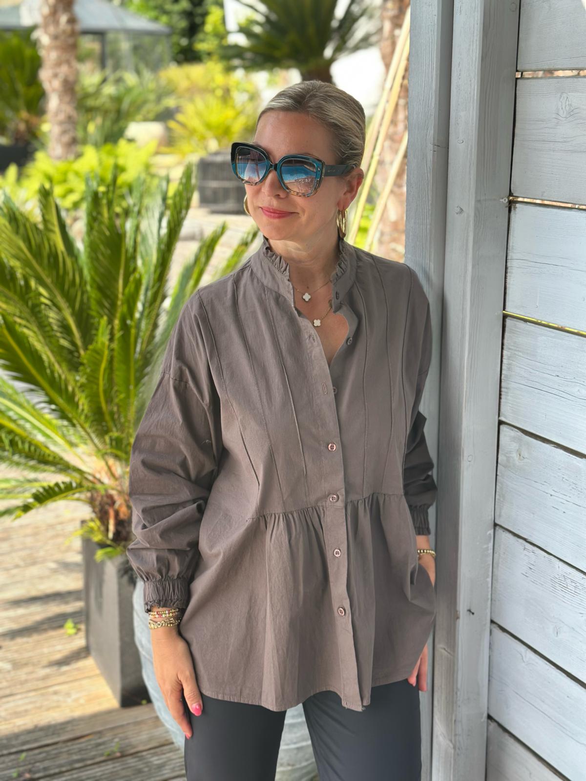 Geraffte Highlight-Bluse in Chocolate