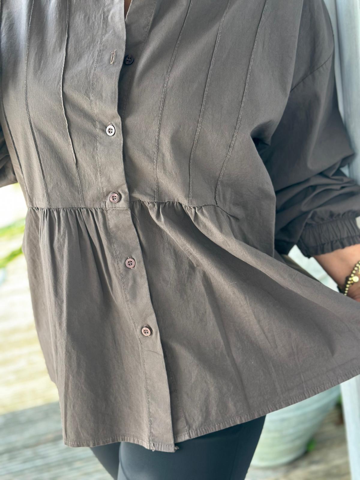 Geraffte Highlight-Bluse in Chocolate