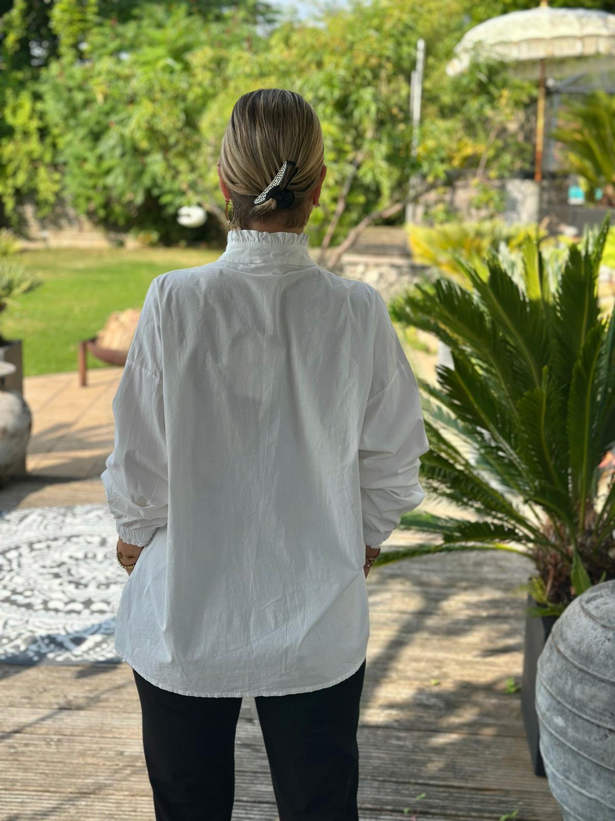 Geraffte Highlight-Bluse in Weiss