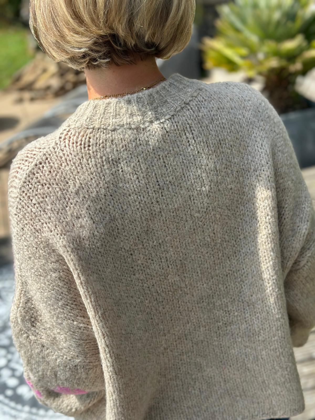 Kuschel Strickjacke ROSES in Beige