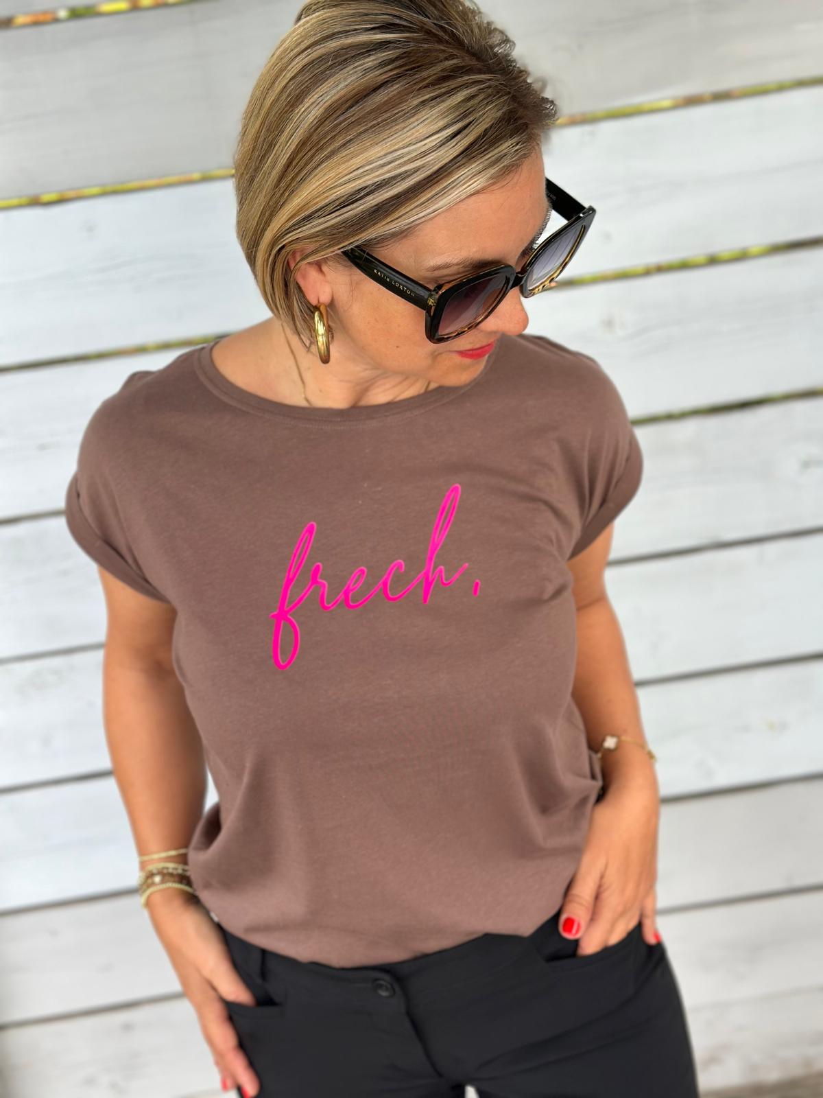 BE FAMOUS T-Shirt "FRECH" in PINK / CHOCOLATE