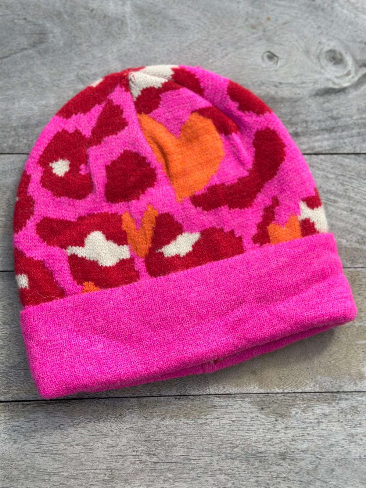Zuckersüße LEO LOVE Mütze in PINK/ORANGE