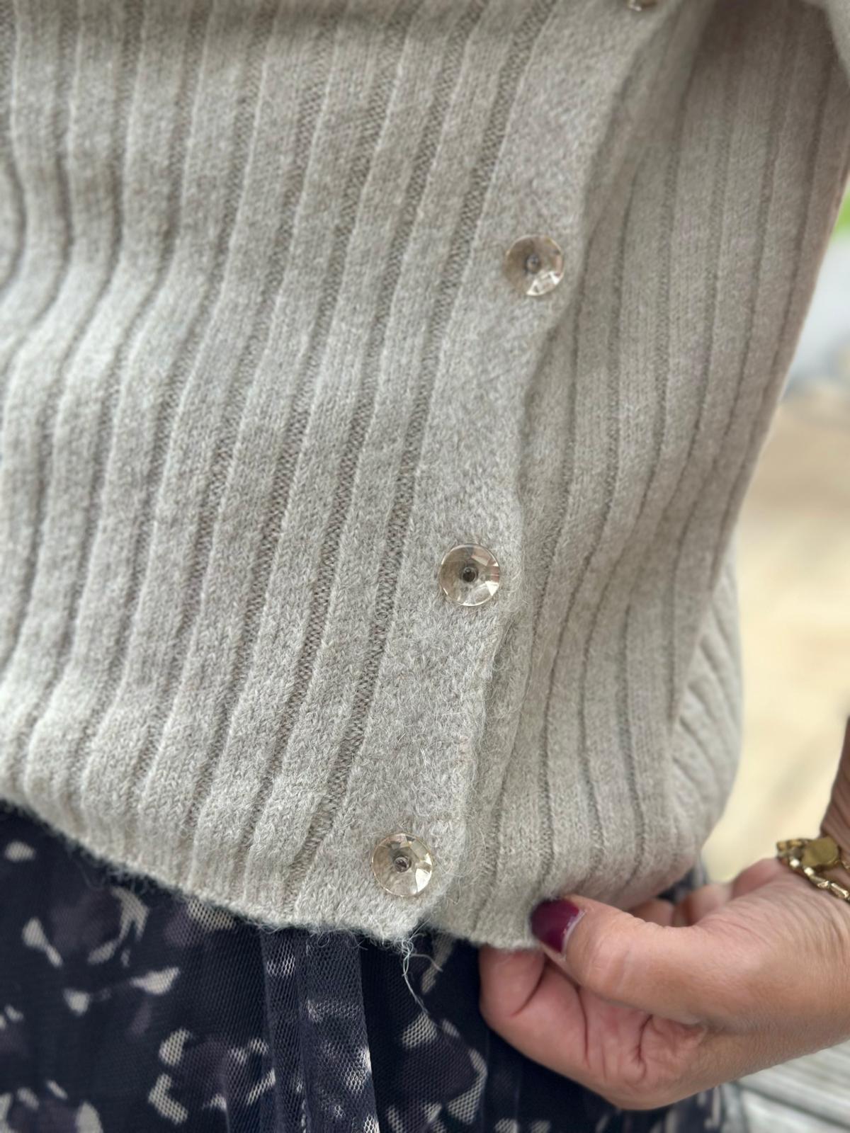 Süßer Turtle-Neck Pulli mit kurzem Arm in Cremé