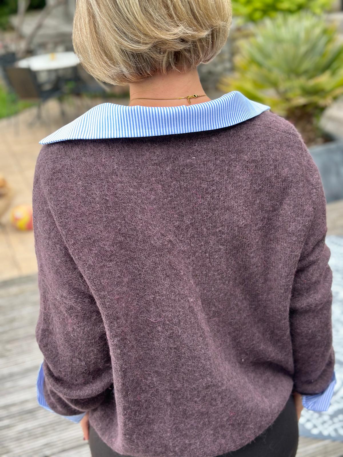 Kuschel Strickjacke "GIULIA" in DARK FLIEDER