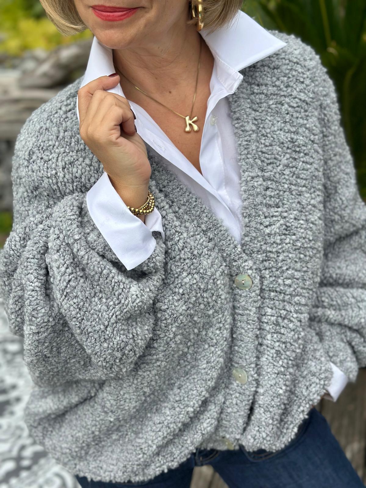 Weit geschnittene Onesize Kuschel-Jacke in Grau