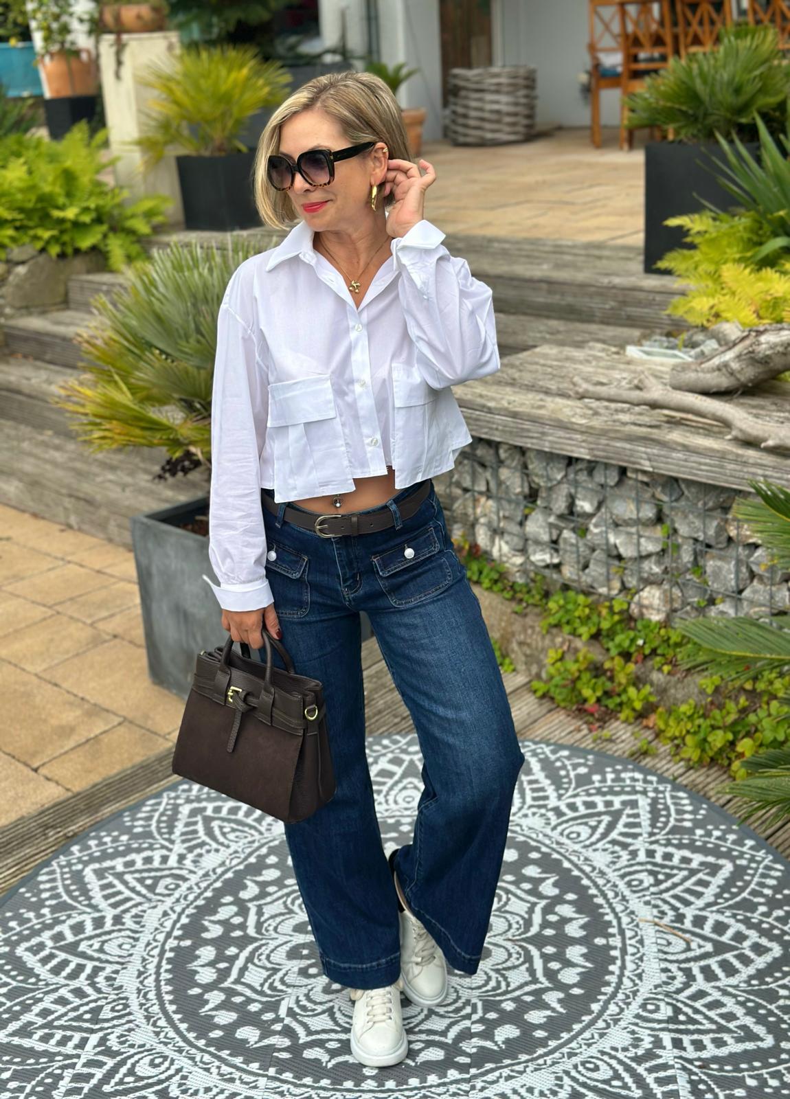 Cropped Bluse "MIRA" in Weiss