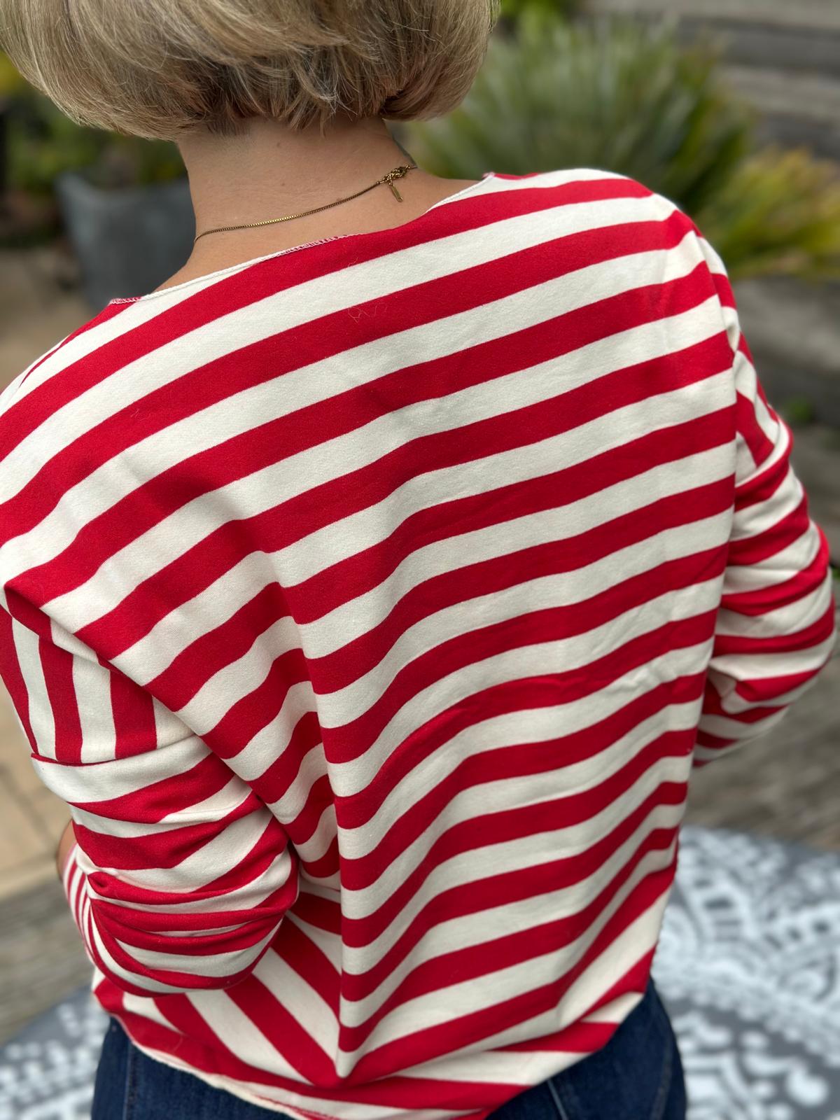 Leichtes Shirt STREIFEN in Rot/Cremé
