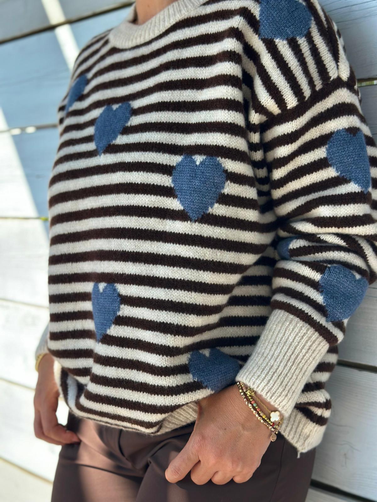 Süßer Onesize Streifenpullover mit HERZI