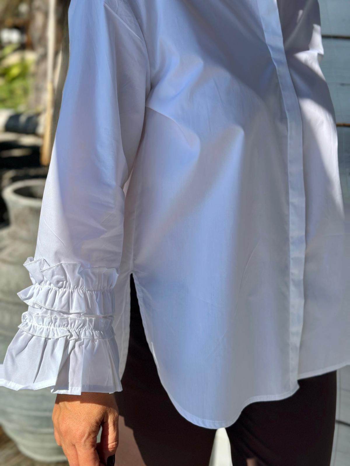Weiße Highlight Bluse mit kleinem Kragen