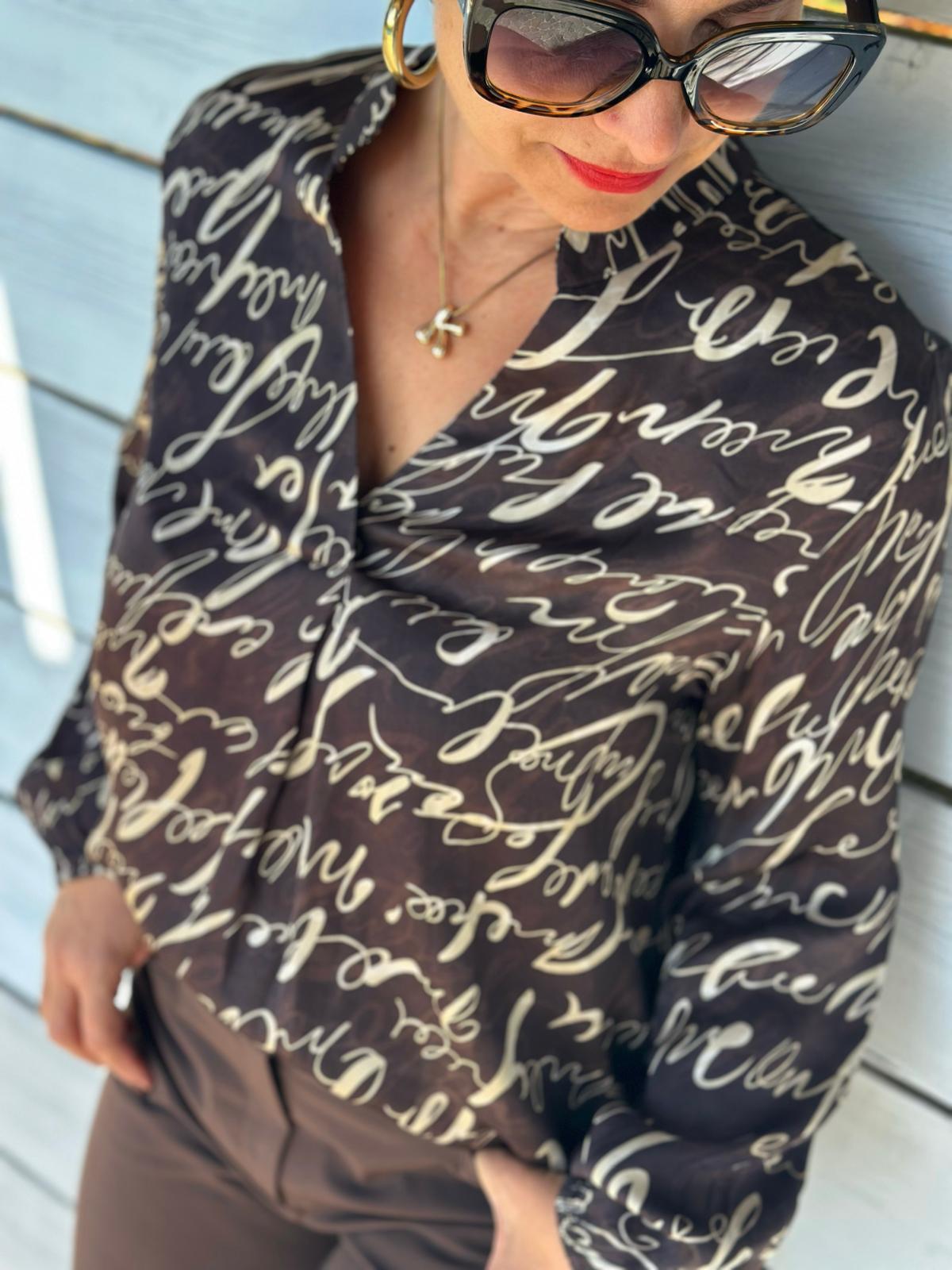 Stylische Onesize Bluse Chocolate