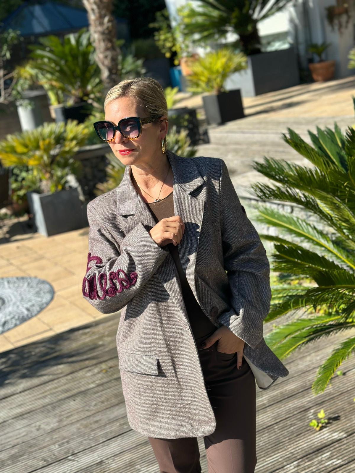Stylische Onesize Blazer "COMME CI, COMME CA" in Dark-Taupé