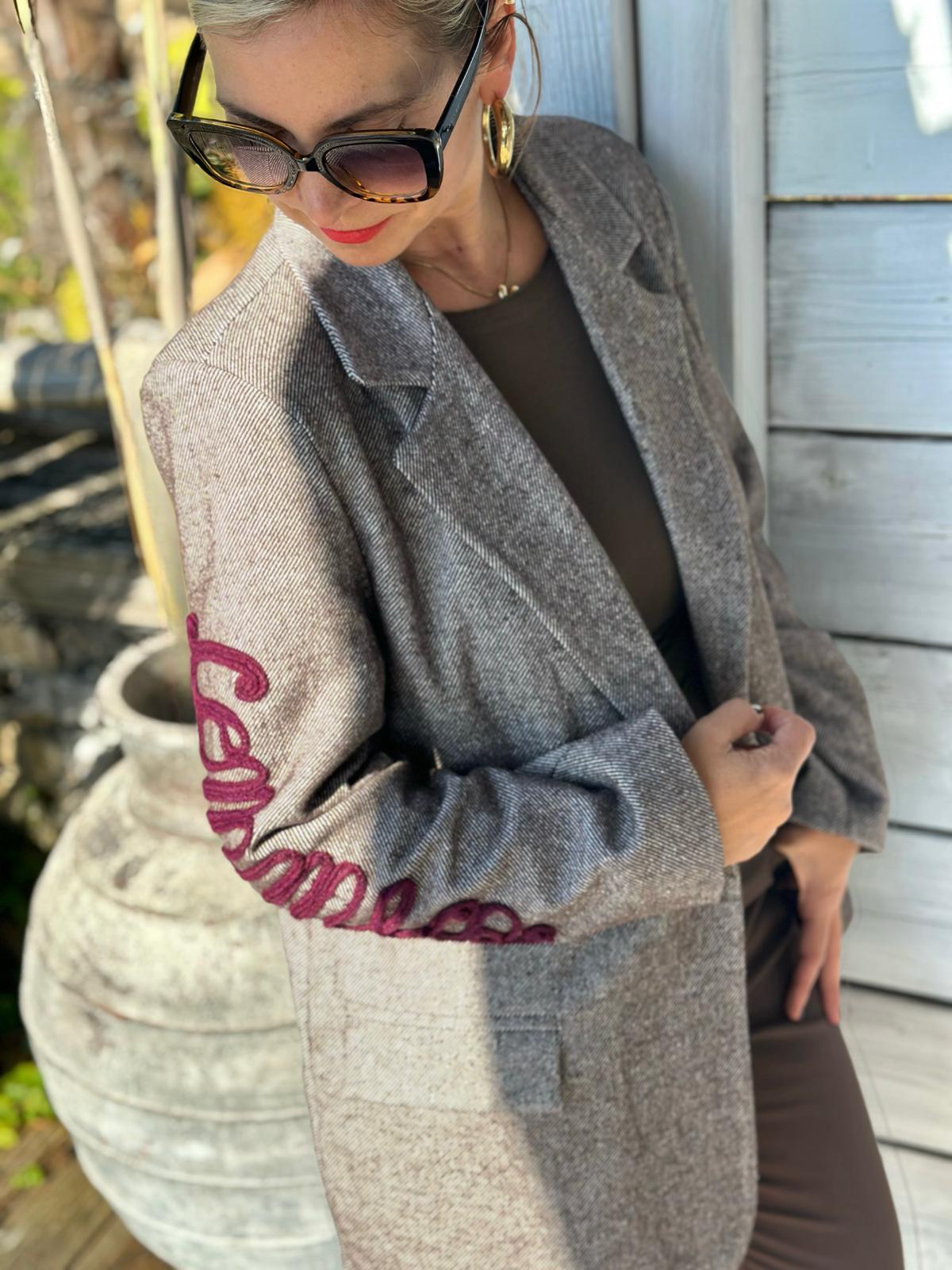 Stylische Onesize Blazer "COMME CI, COMME CA" in Dark-Taupé