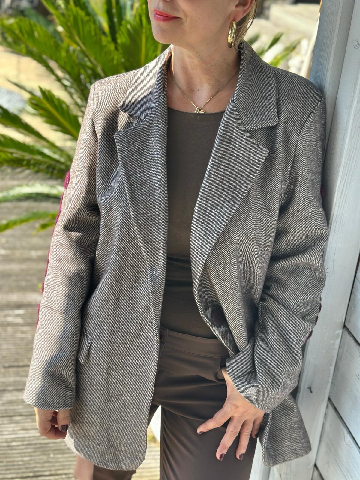 Stylische Onesize Blazer "COMME CI, COMME CA" in Dark-Taupé
