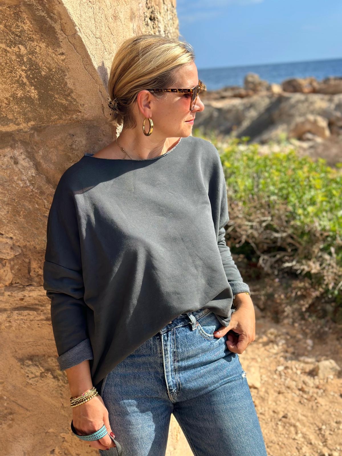 Süßes Herbst Sweatshirt in Schwarz