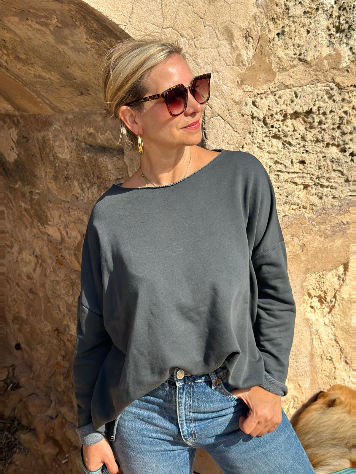 Süßes Herbst Sweatshirt in Schwarz