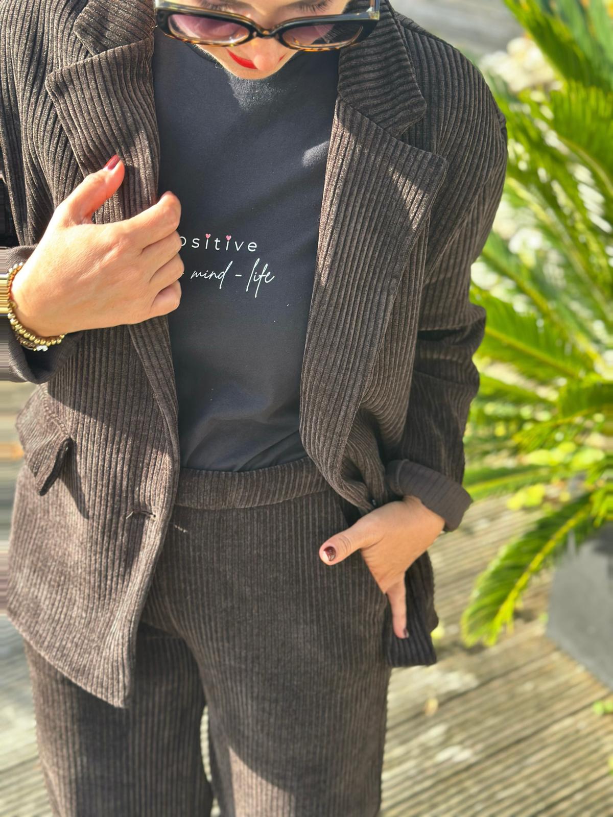 Stylischer Cord Blazer in Chocolate