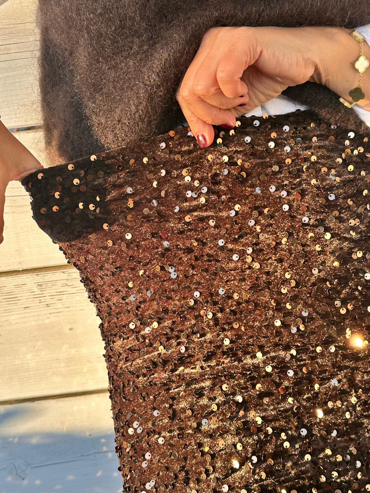 Langer Glitzer-Rock in GLOSSY CHOCOLATE