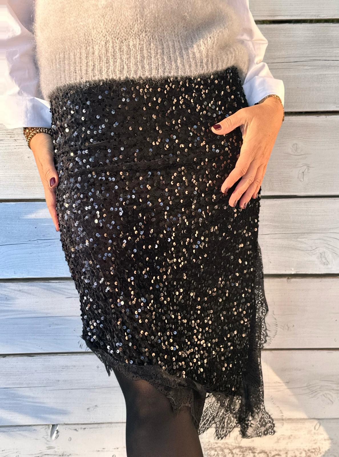 Langer Glitzer-Rock in GLOSSY BLACK