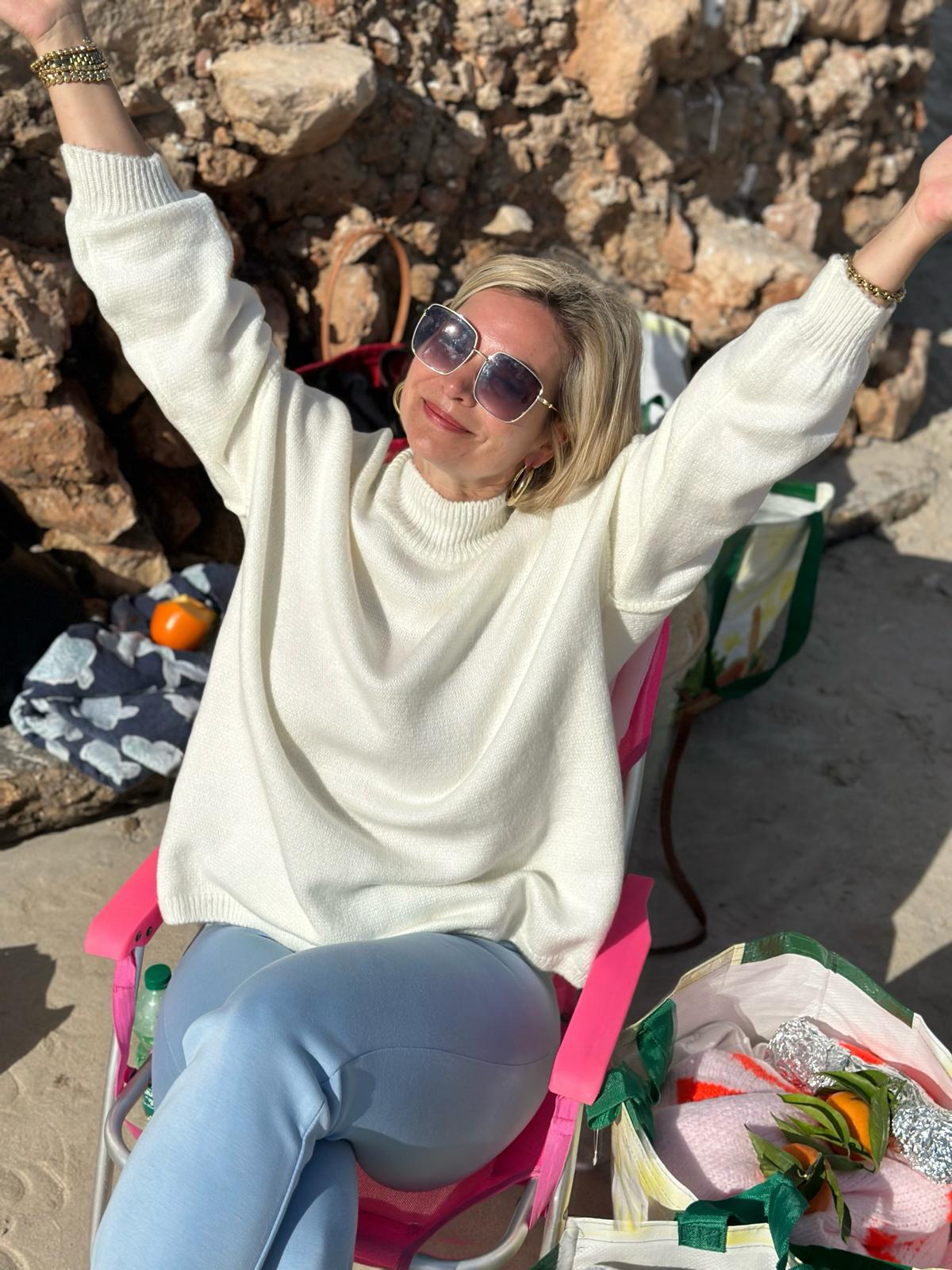 Hellblaue Flared Leggings mit leichtem Schlag