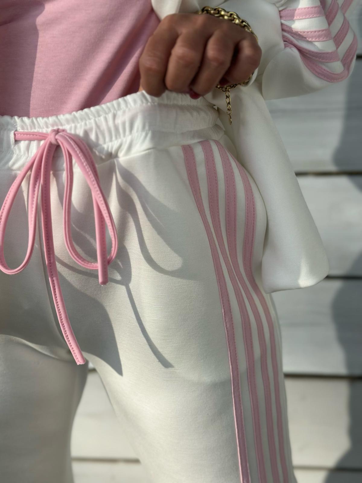 Soft Chic Hose mit rosé Streifen in Weiss