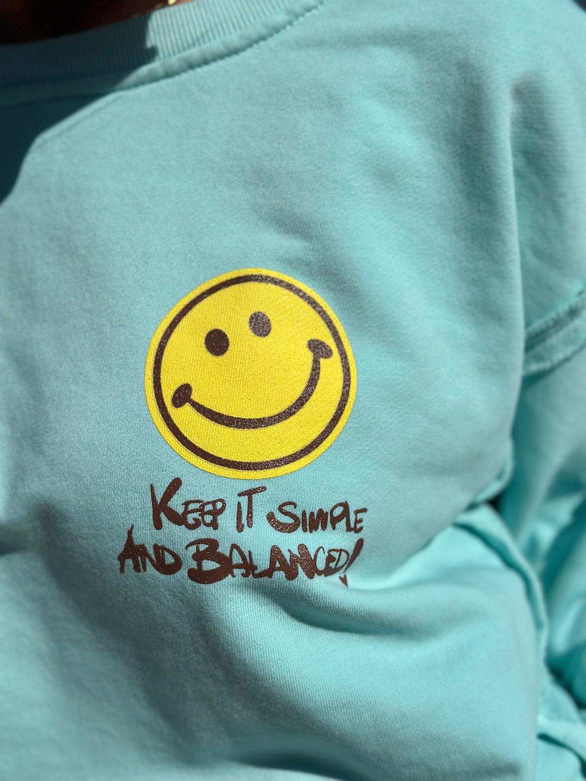 Smile Statement Sweatshirt „Keep it Simple & Balanced“ – NEON TÜRKIS