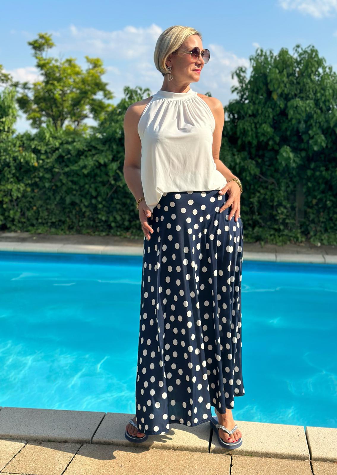 Rock Bella Punti – Dot Edition in Navy mit weißen Punkten