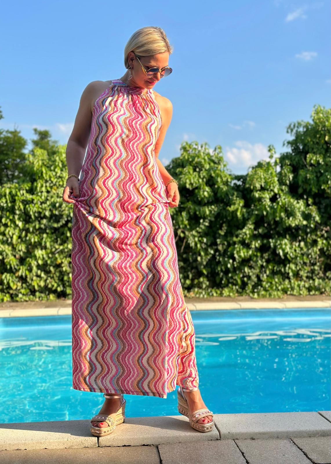 Amalfi Wave Kleid in Sunny Pink