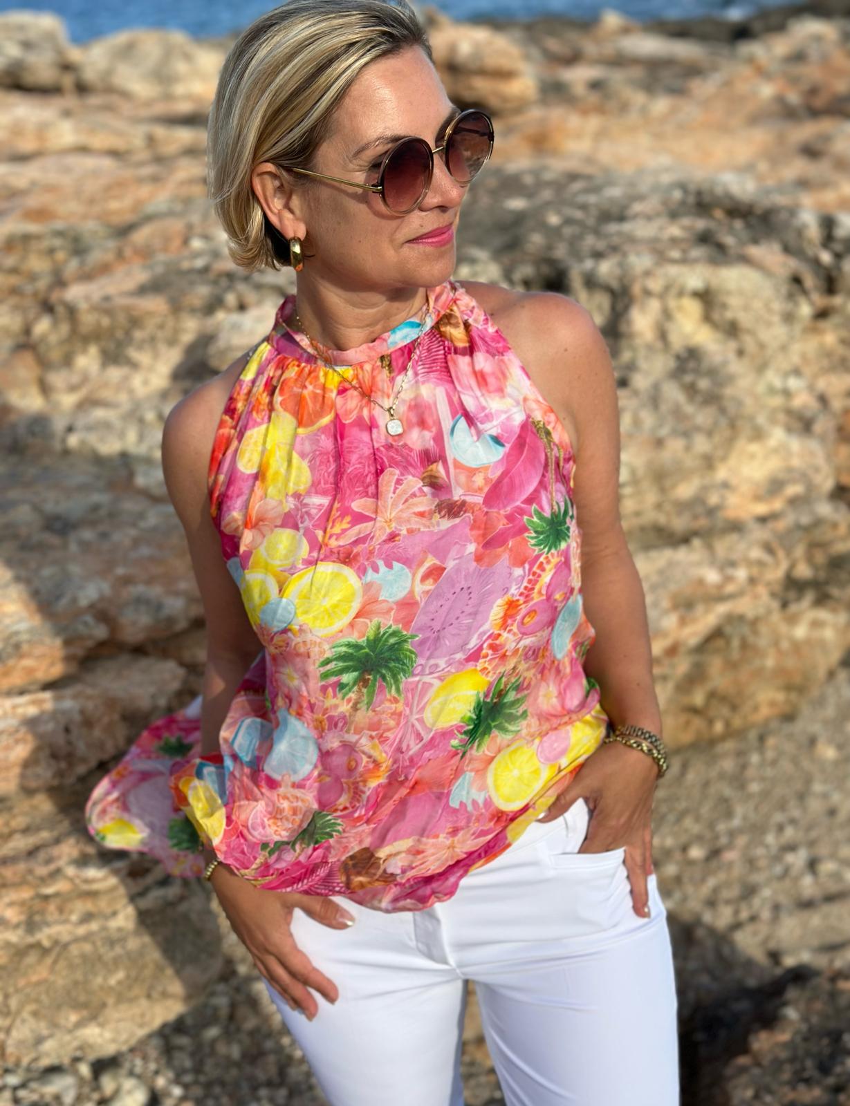 Blusentop „Pink Amalfi“