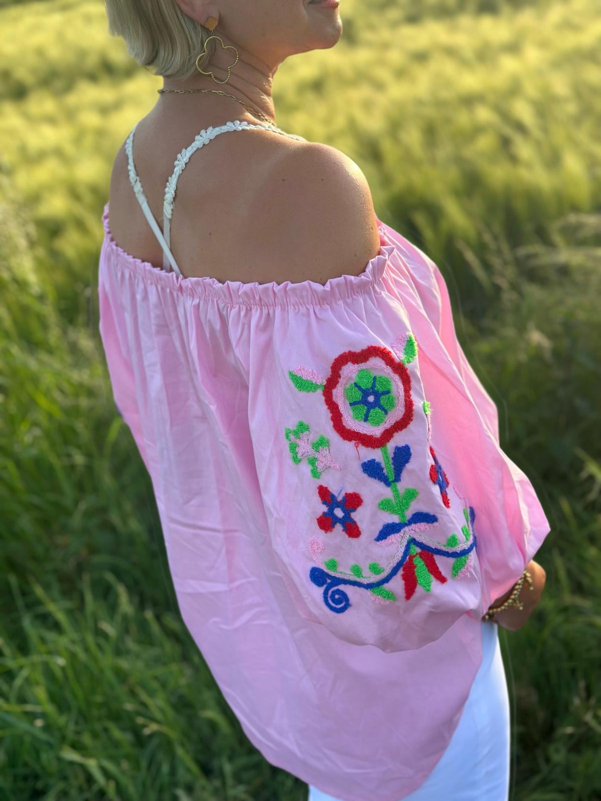 Boho Bluse „Summer Bloom“ Rosa