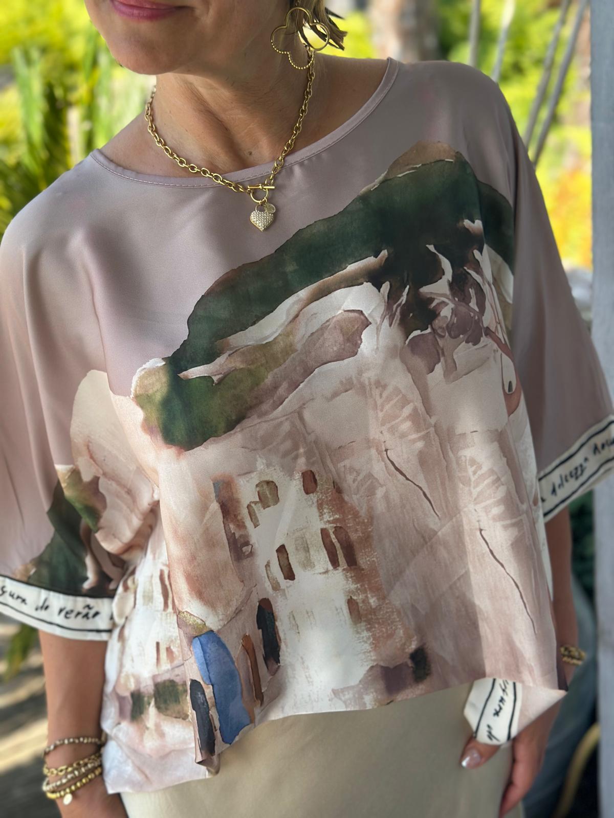 Shirt „Amalfi Dreams“ in Taupé