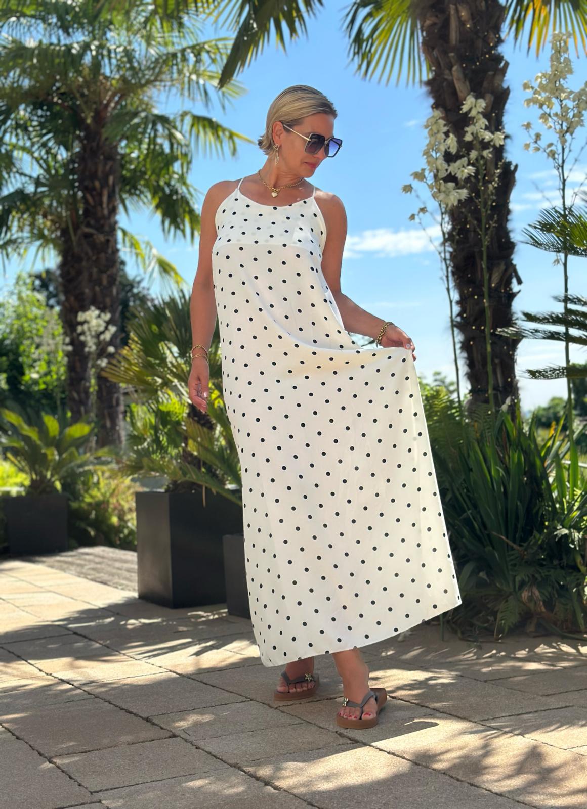 Maxikleid "DOLCE DOTS" in Weiss