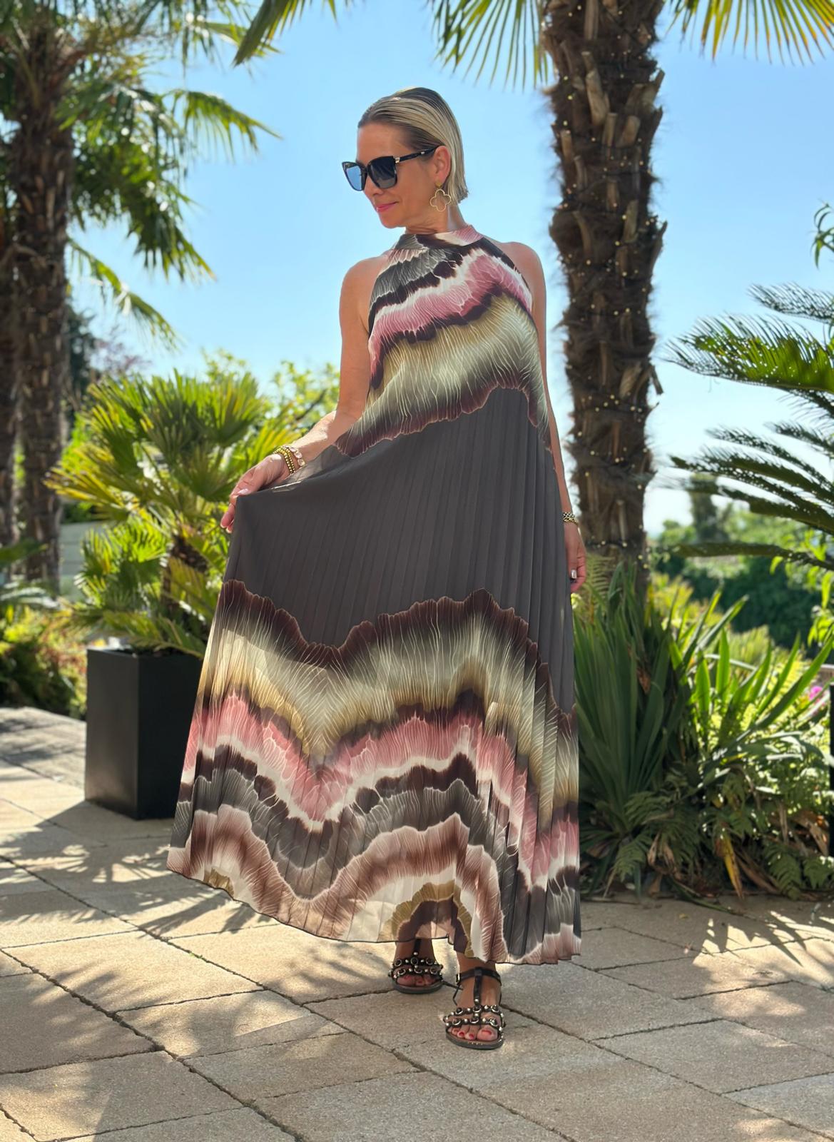 Plissee Maxikleid "Dark Dunes"