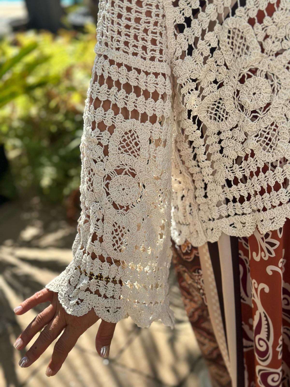 Ibiza Bloom Cardigan in Cremé