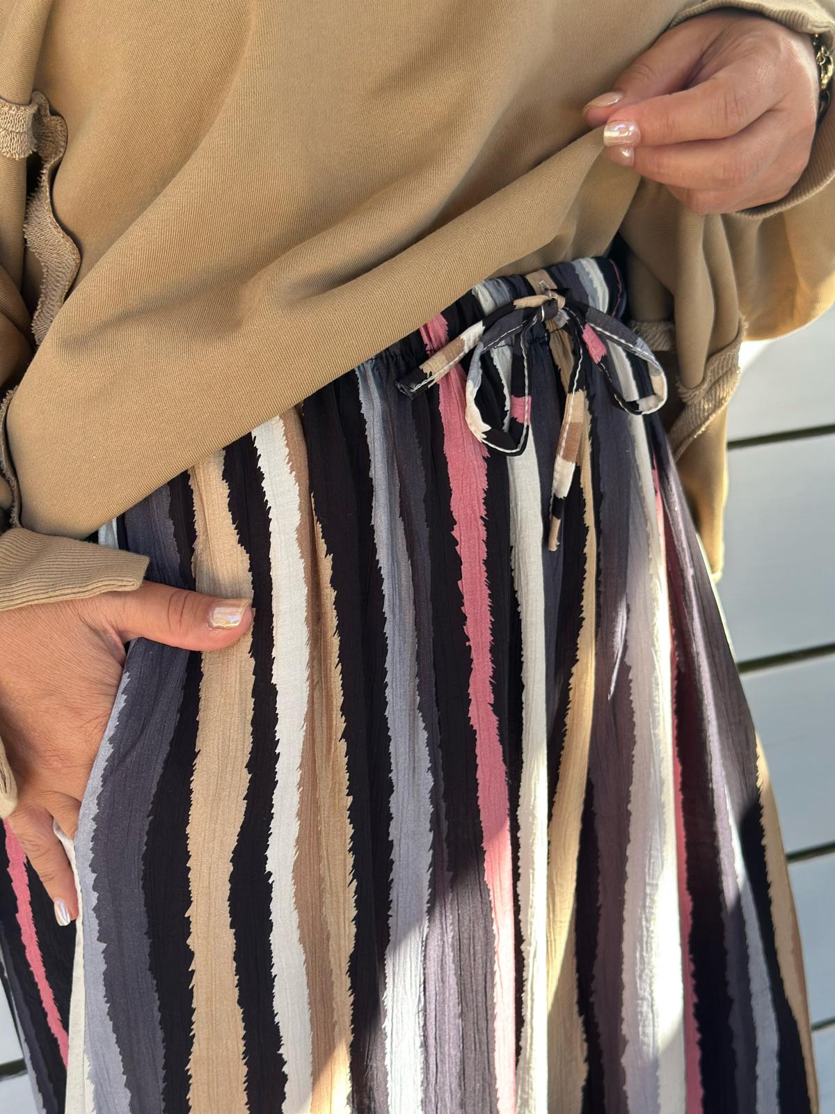 Palazzo Hose Sunset Stripes – Mocha