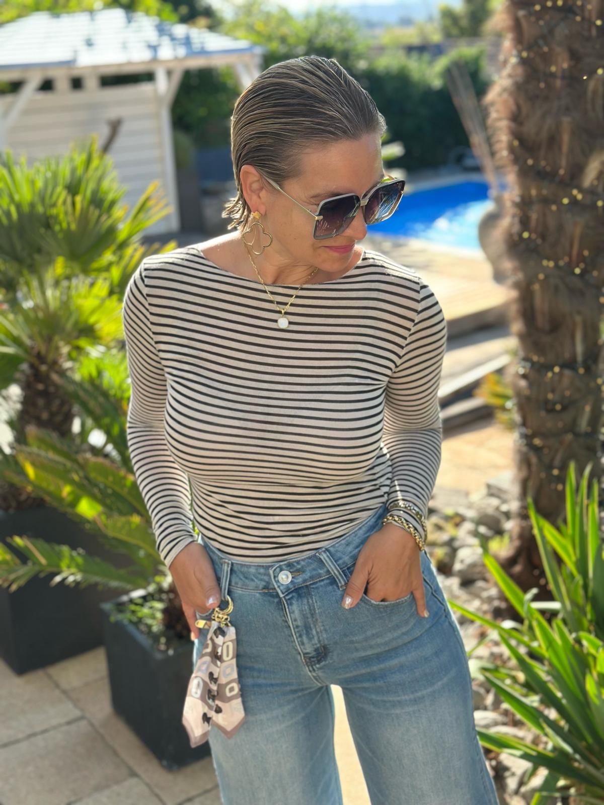 Langarm-Shirt "Cremé Lines"