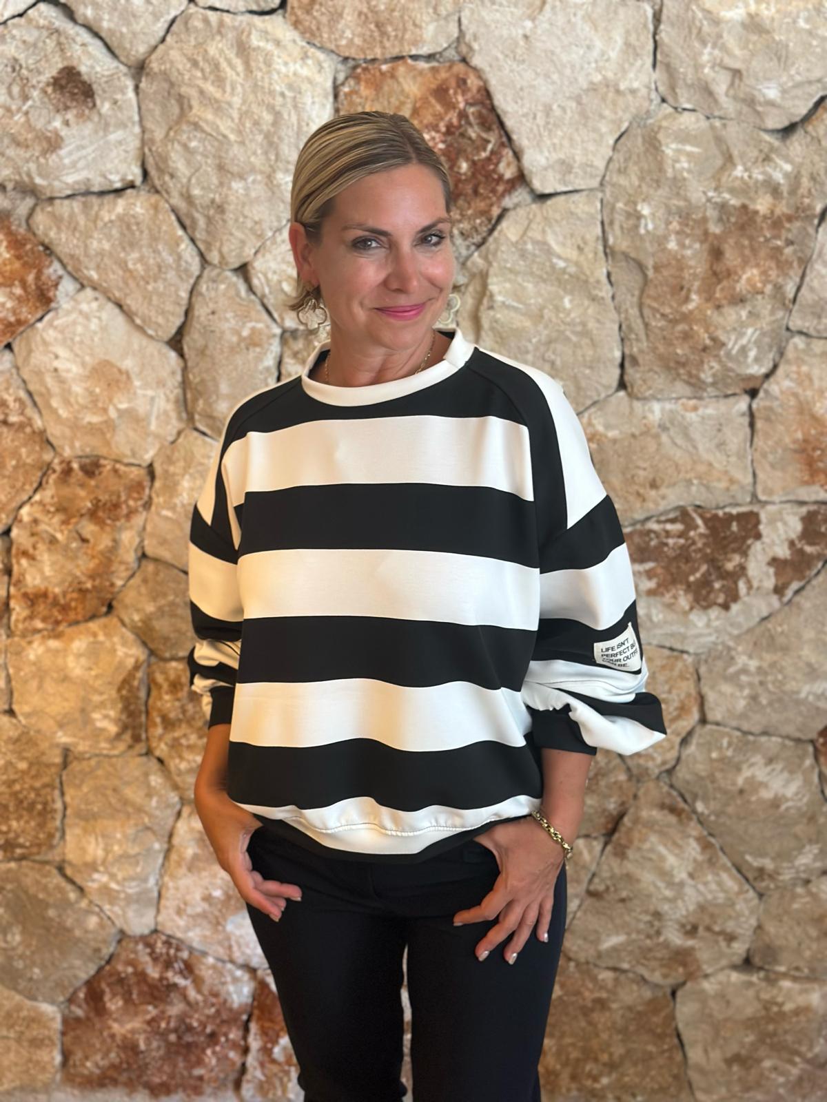 PERFECT STRIPE Pullover – Schwarz/Weiss