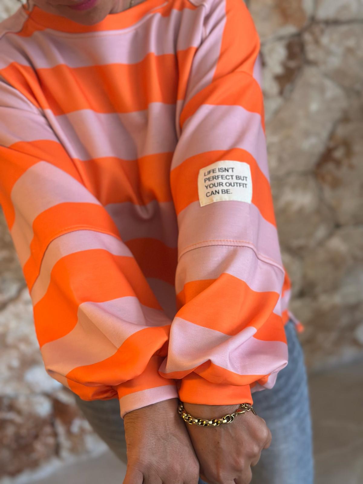 PERFECT STRIPE Pullover – Orange/Rosa
