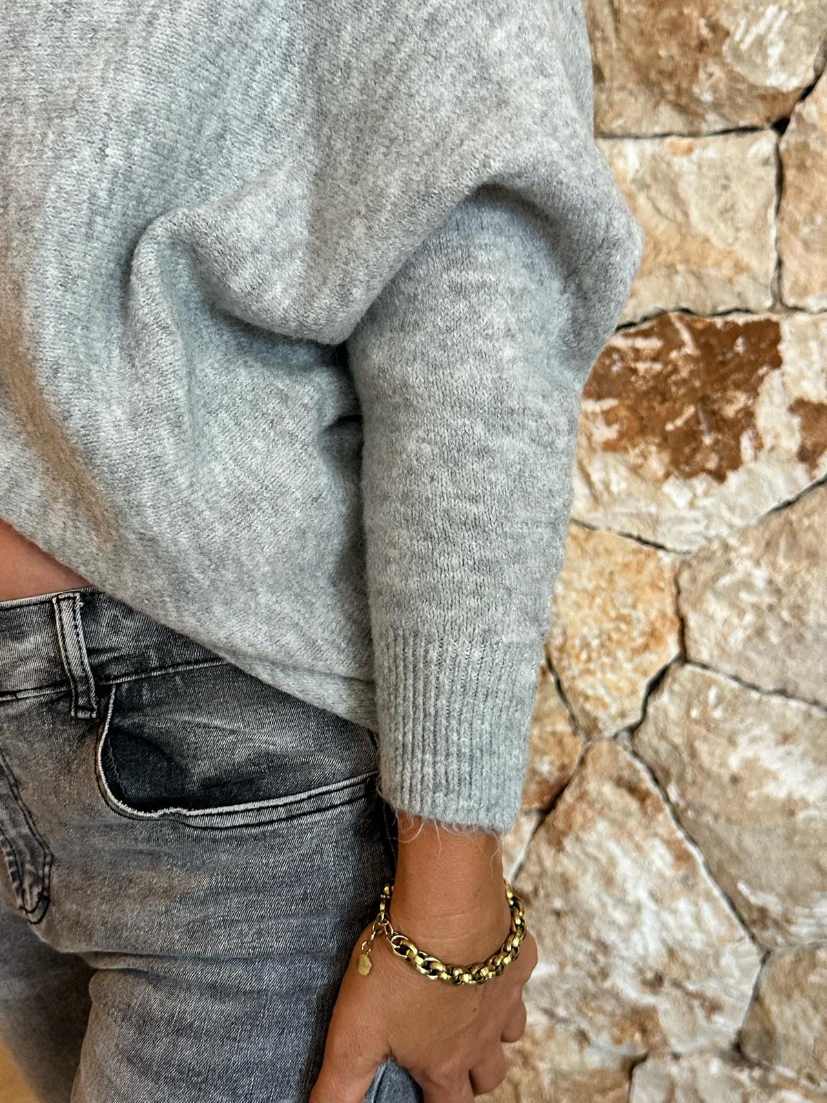 Sweet Bow Strickpullover – Grau