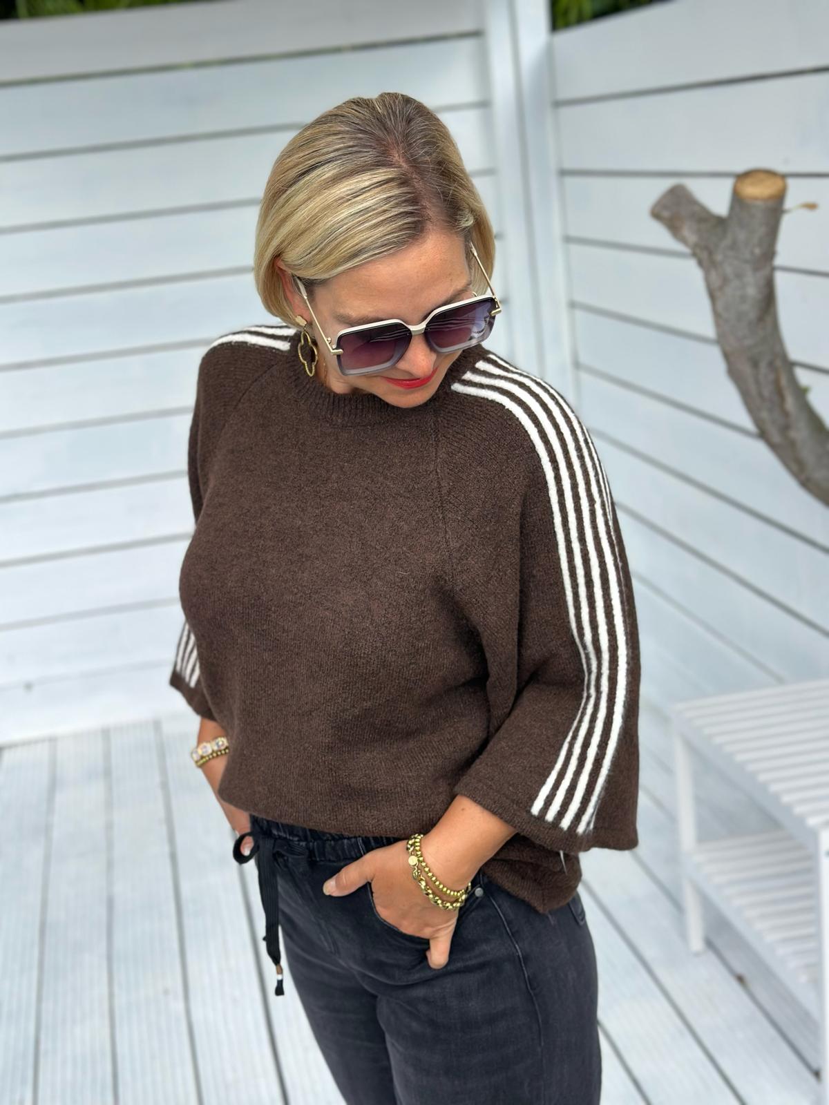 Sporty Stripe Knit – Chocolate