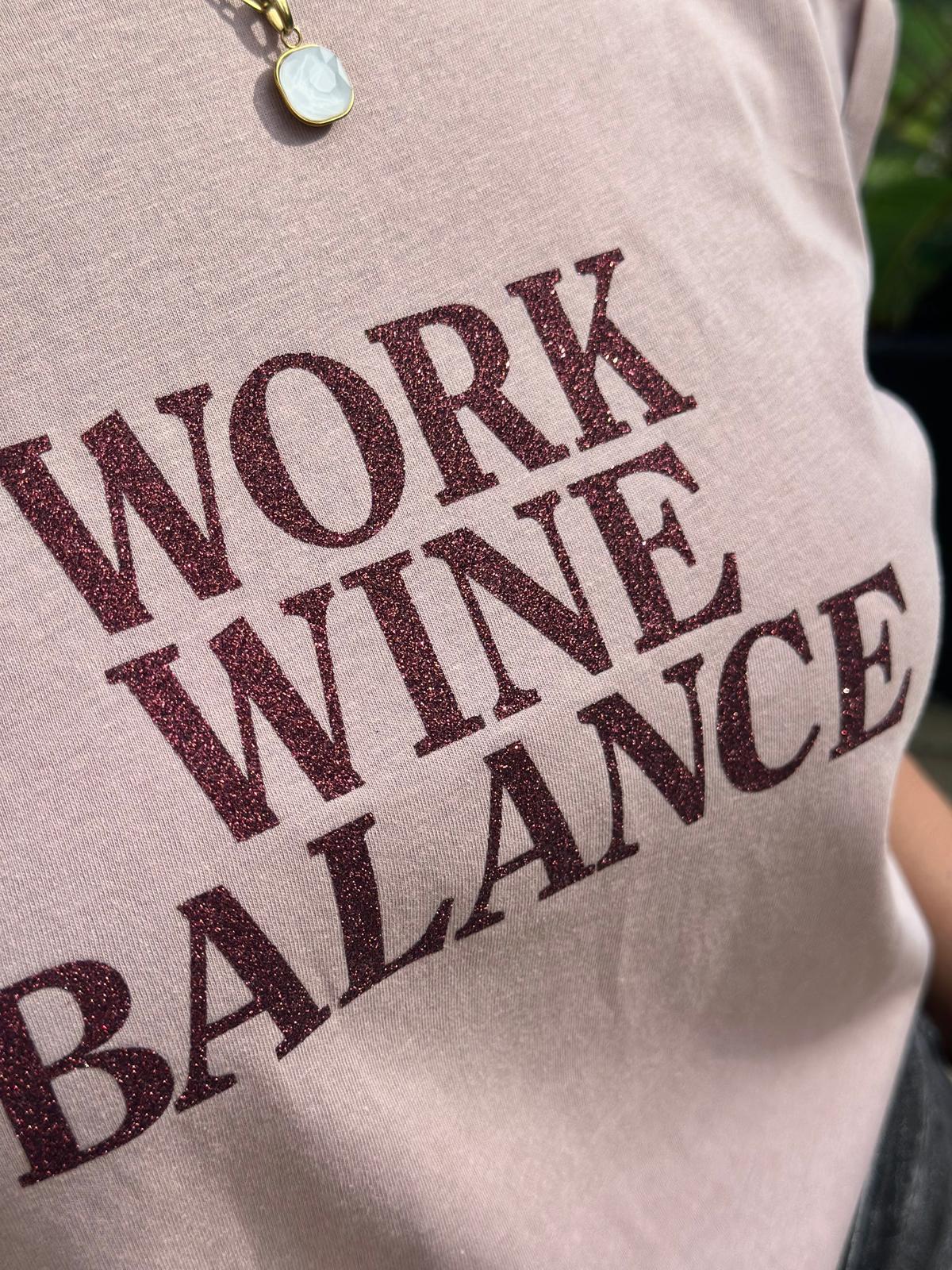 BE FAMOUS Statement Shirt „Work Wine Balance“ – Rosé