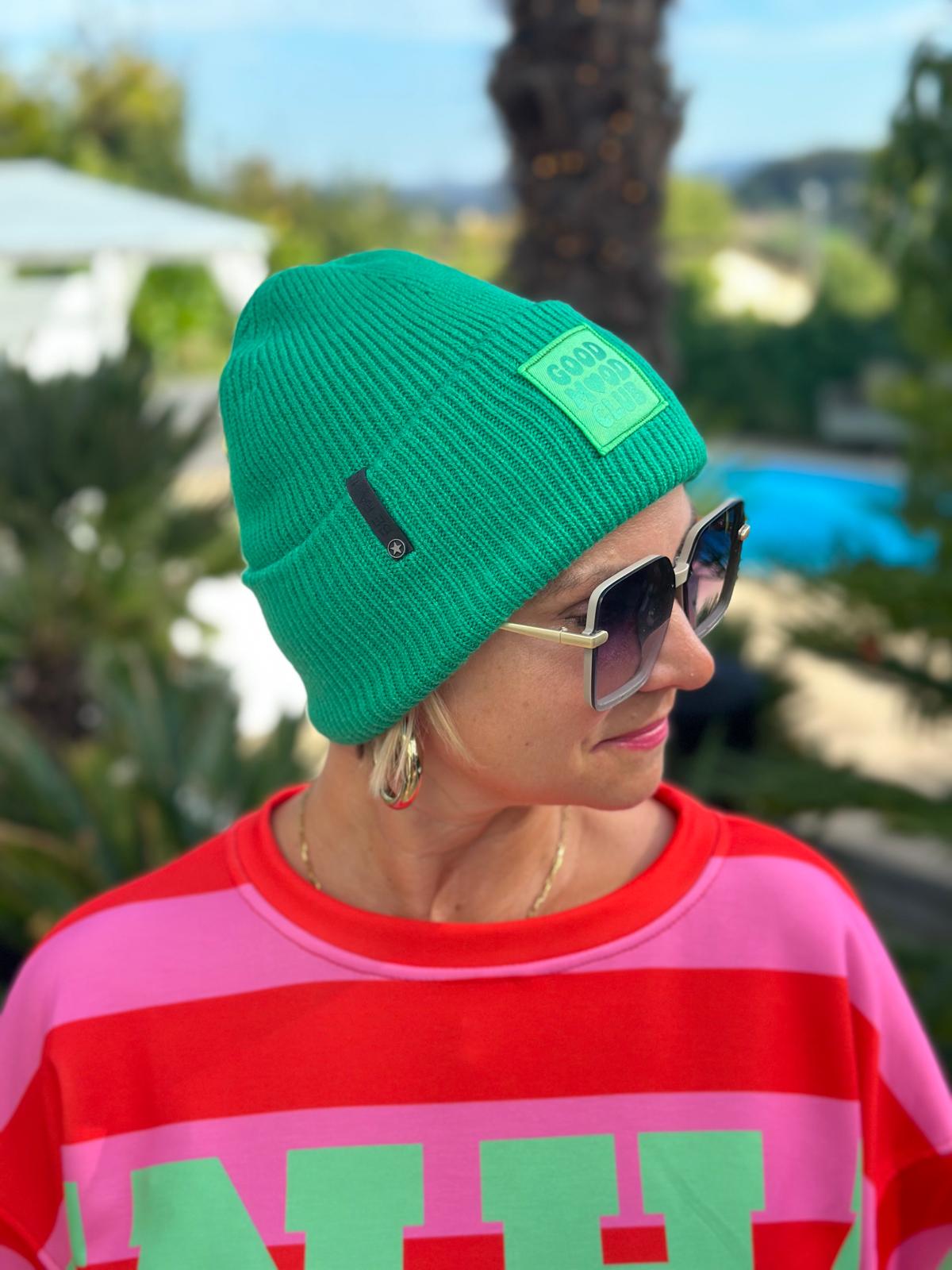 BE FAMOUS Mütze - „Good Mood Club“ Electric Green