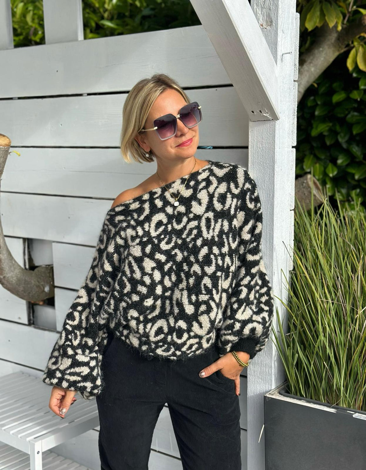 Leo Love Oversize Strickpullover mit Fledermausärmeln