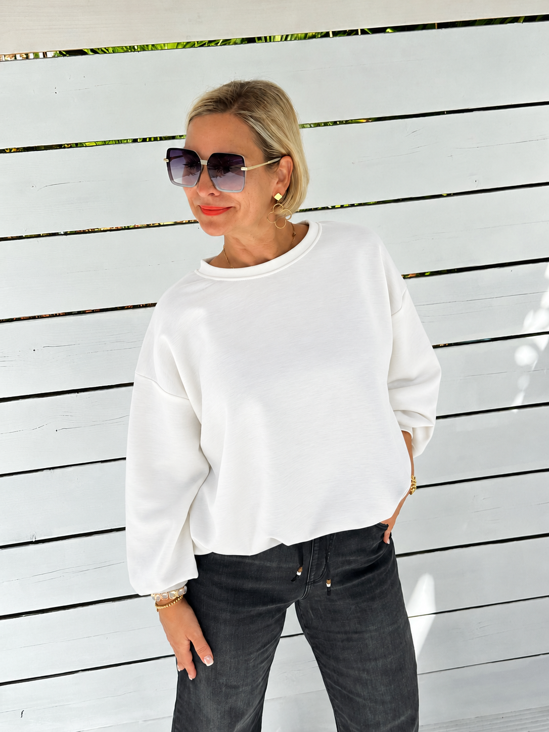 Oversize Sweatshirt „Easy Essential“ – Weiss