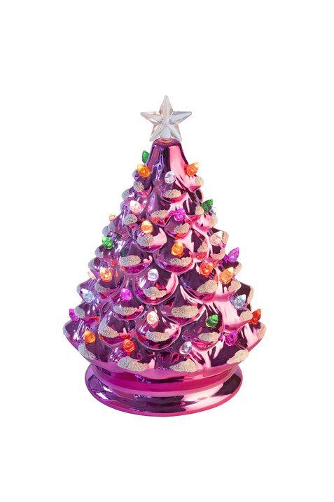 Luce, Weihnachtsbaum mit LED, M (H20,5cm), Porzellan, pink