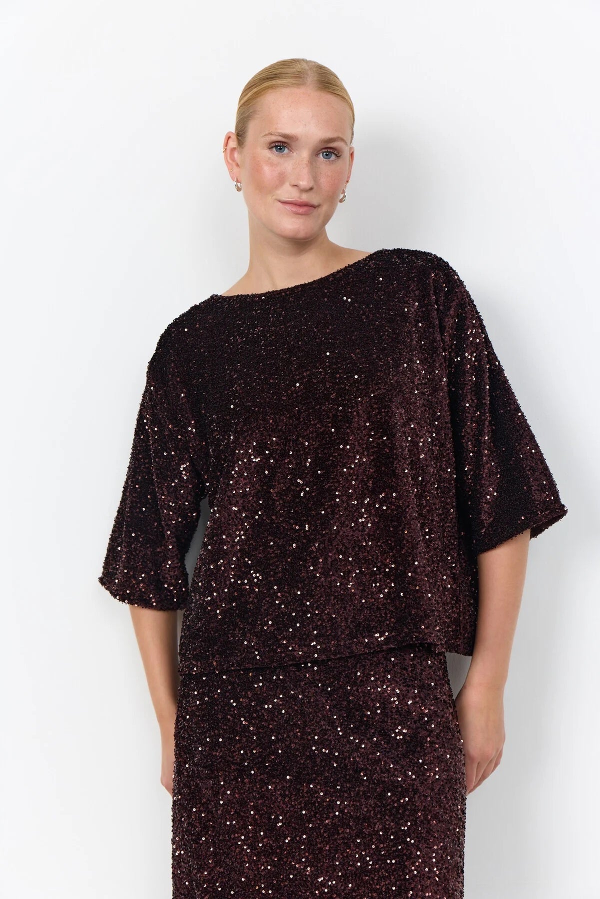 SC-JASLEEN 1 BLUSE - DUNKLE PFLAUME